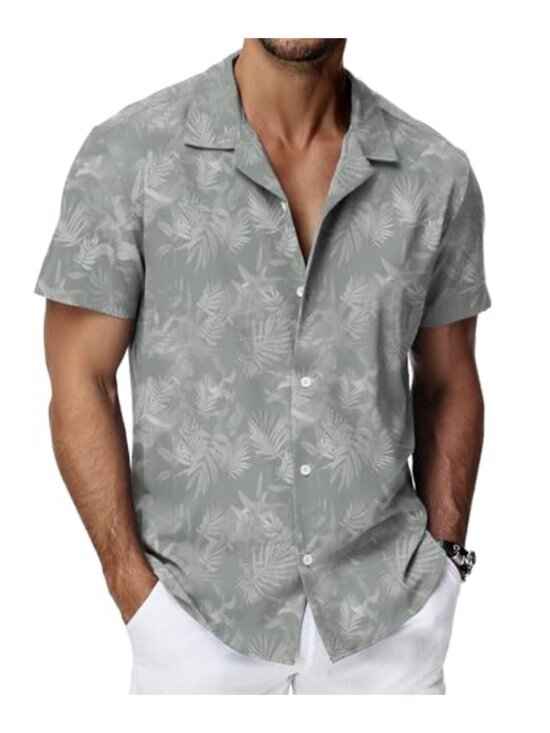 Other - Men's Hawaiian Button Up Shirt Cuban Collar Tropical Print Summer
